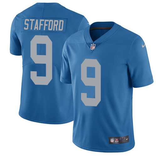 Nike Detroit Lions #9 Matthew Stafford Blue Throwback NFL Vapor Untouchable Limited Jersey,We sell and wholesale Nike Detroit Lions #9 Matthew Stafford Blue Throwback NFL Vapor Untouchable Limited Jersey on line form chian!